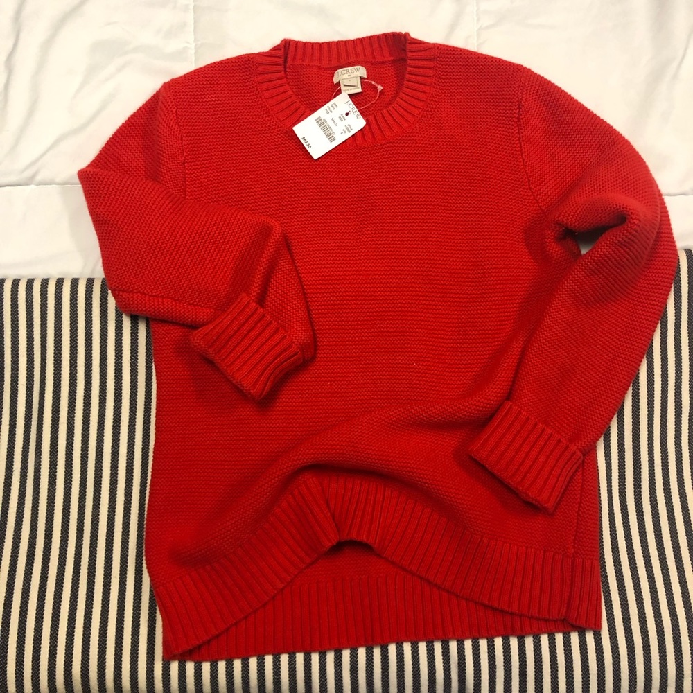Red J Crew classic crewneck sweater